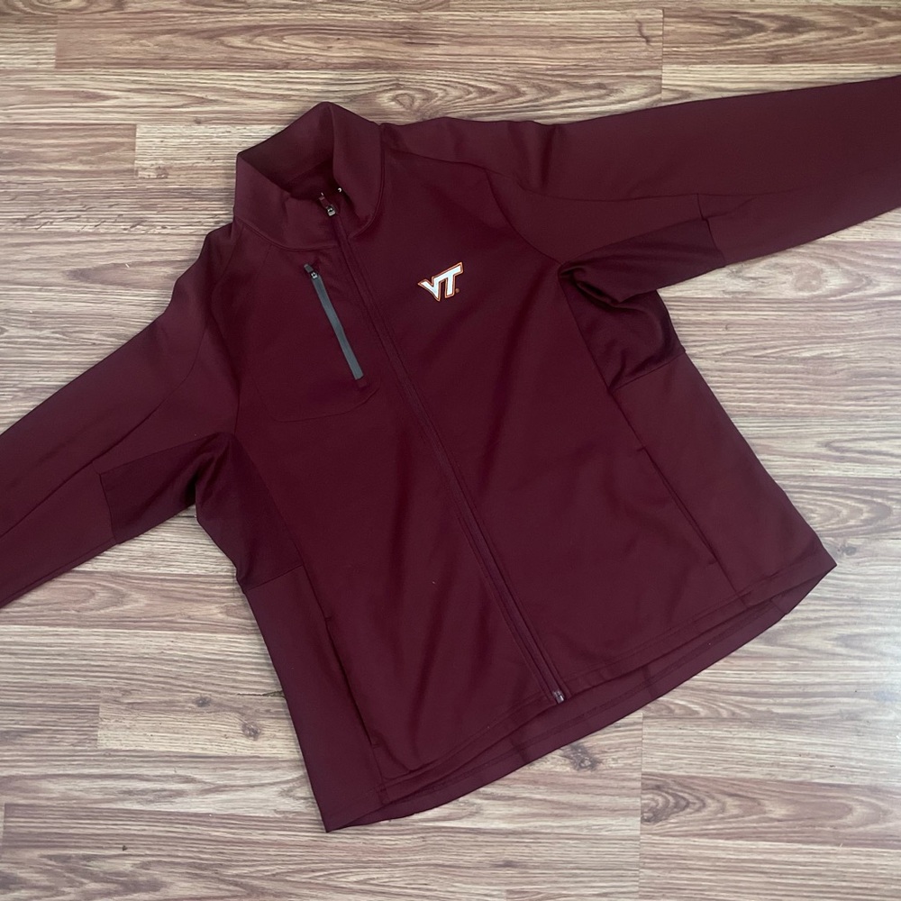 Antigua Maroon Full-Zip Performance Jacket with VT Emblem